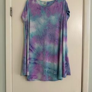 Bellamie Purple and Blue Tie-Dye Tunic